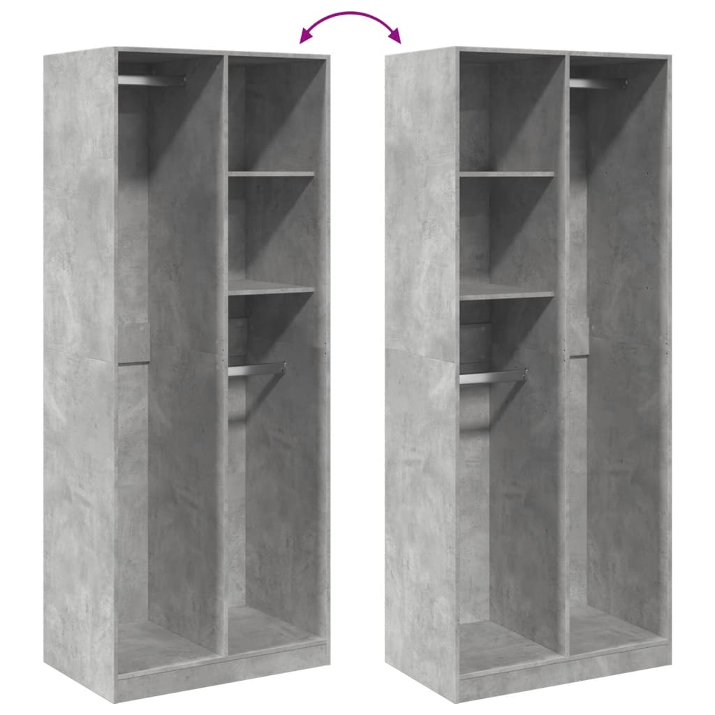 Garderobe Beton Grå 80x50x200 cm Træmateriale