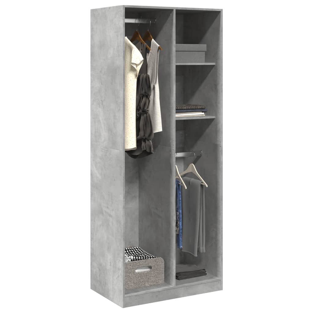 Garderobe Beton Grå 80x50x200 cm Træmateriale