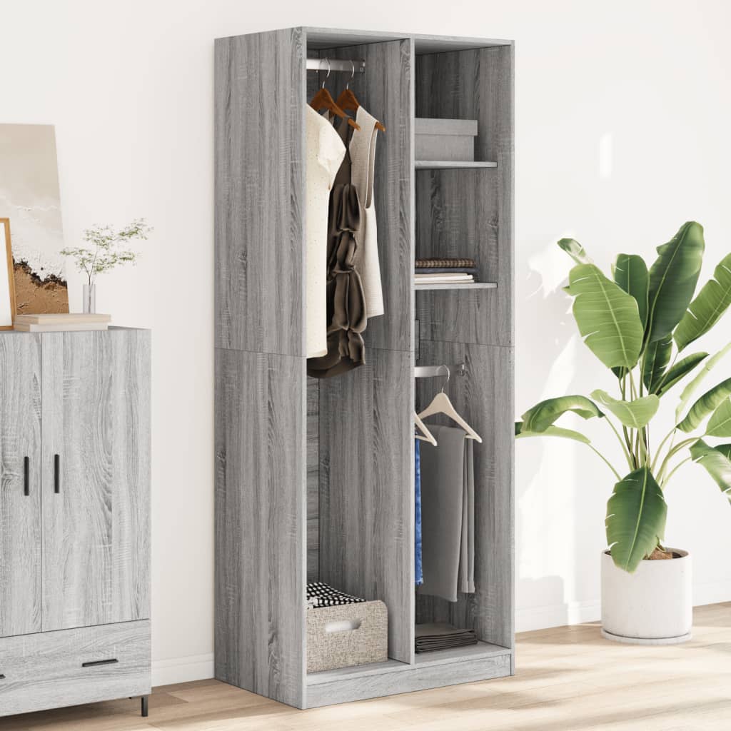 Garderobe Grå Sonoma 80x50x200 cm Træmateriale