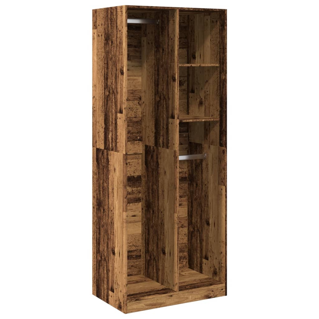 Garderobe gammelt træ look 80x50x200 cm træmateriale