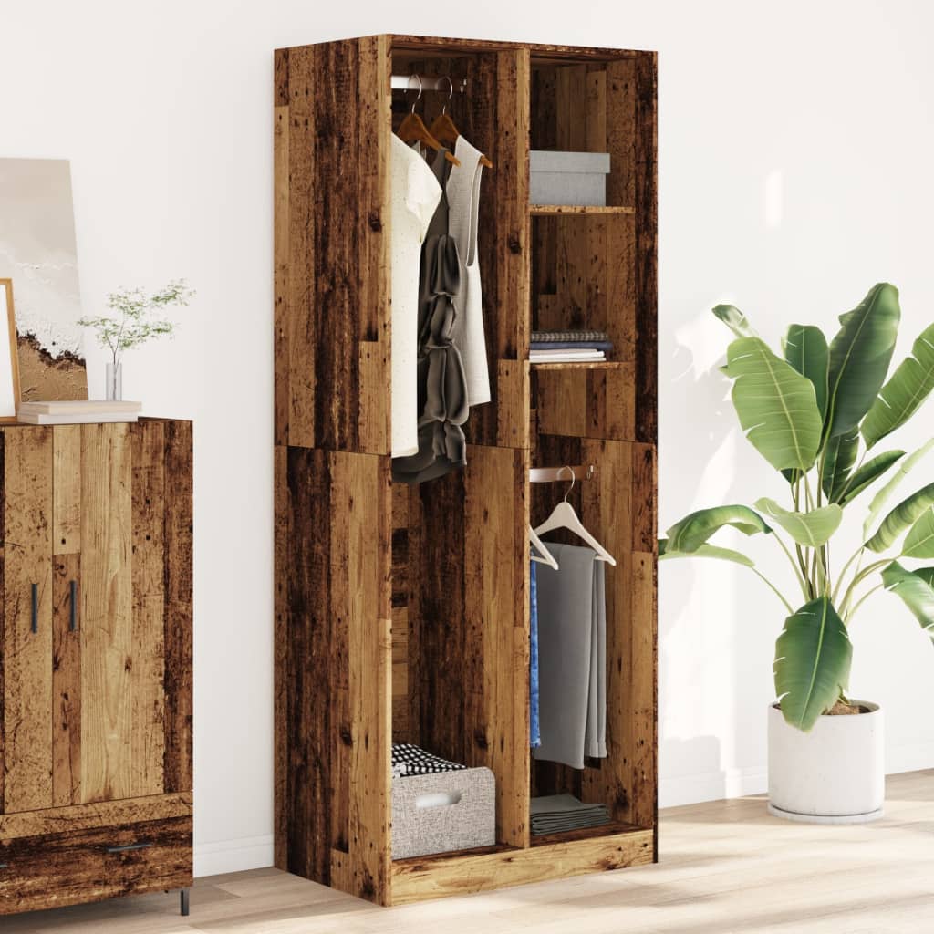 Garderobe gammelt træ look 80x50x200 cm træmateriale