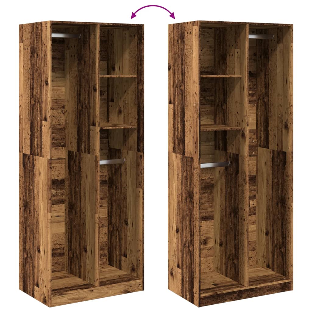 Garderobe gammelt træ look 80x50x200 cm træmateriale