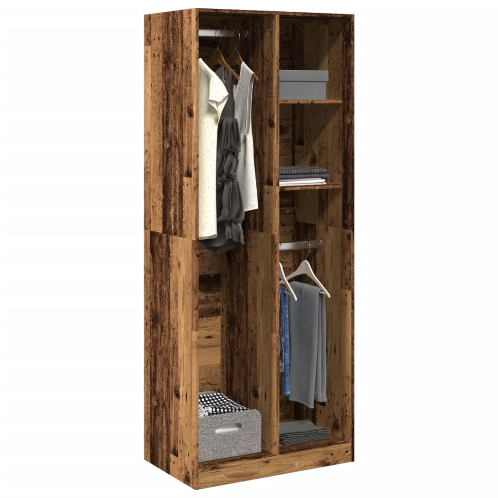 Garderobe gammelt træ look 80x50x200 cm træmateriale