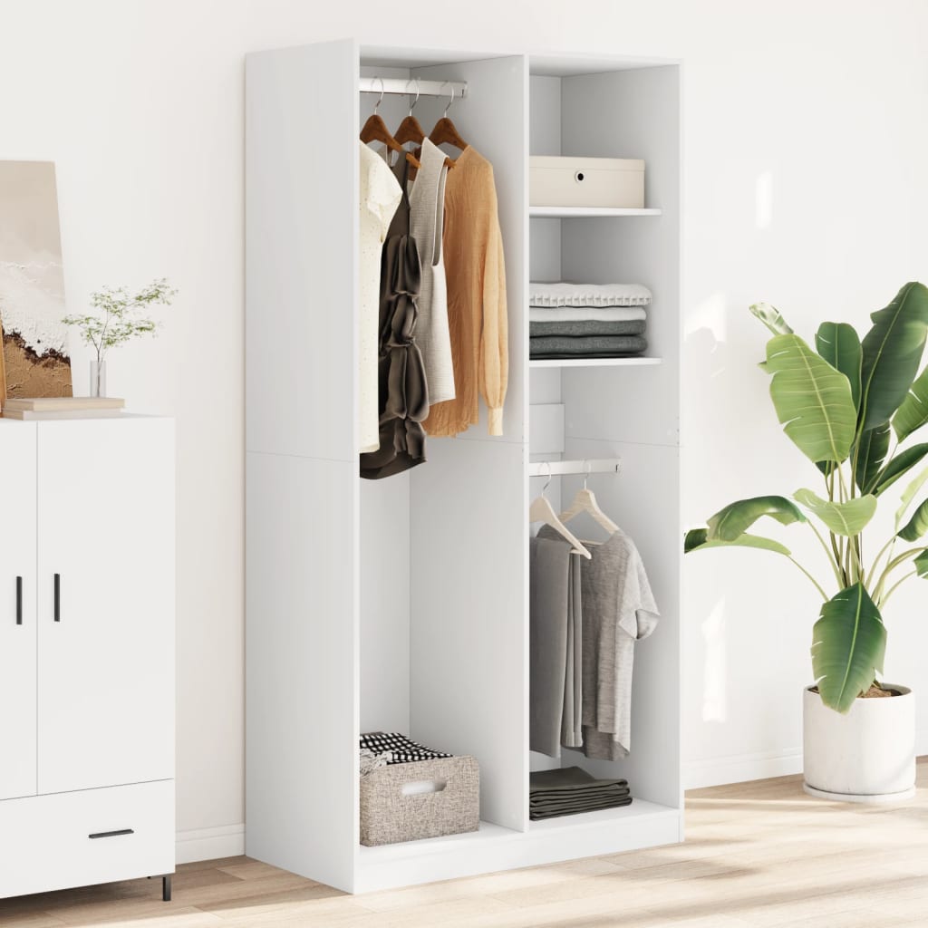 Garderobe Hvid 100x50x200 cm Træ Materiale