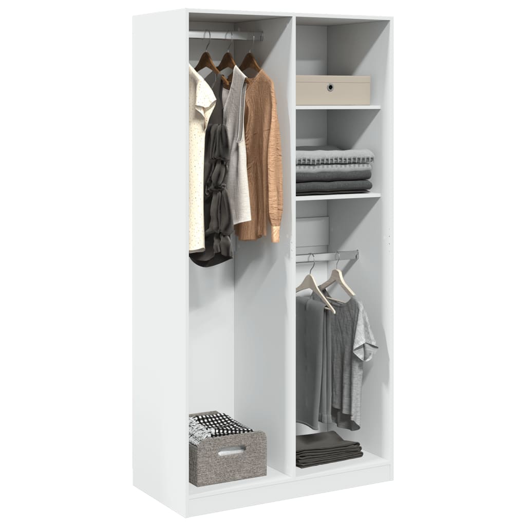 Garderobe Hvid 100x50x200 cm Træ Materiale