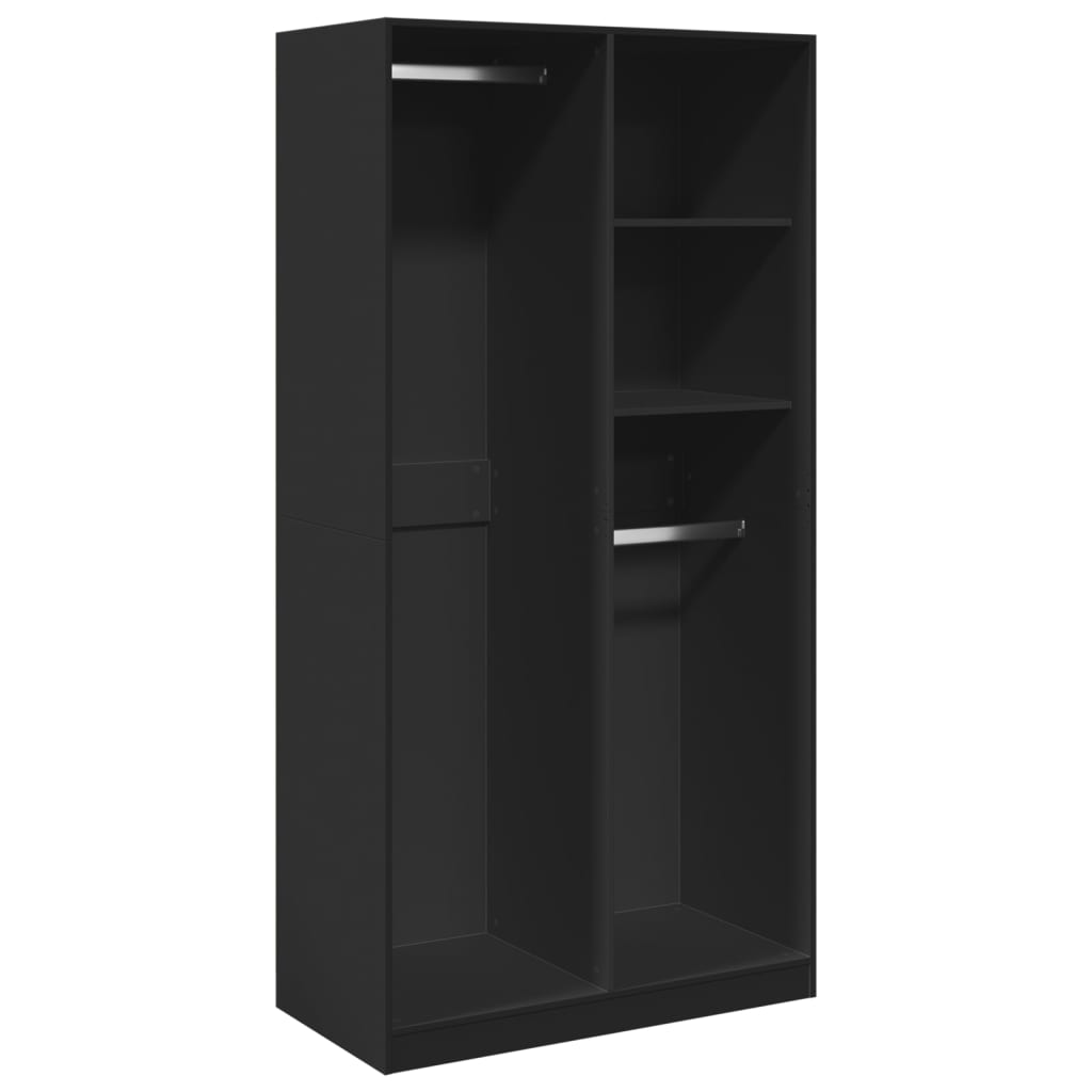 Garderobe Sort 100x50x200 cm Træ Materiale