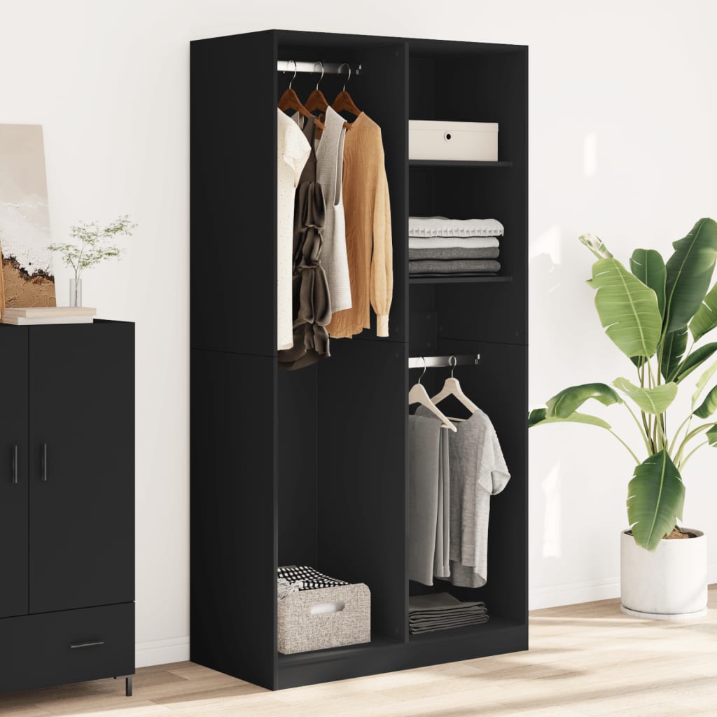 Garderobe Sort 100x50x200 cm Træ Materiale