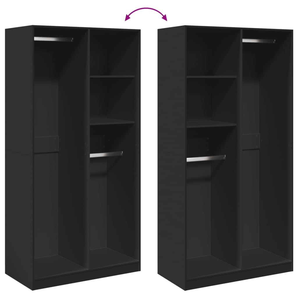 Garderobe Sort 100x50x200 cm Træ Materiale