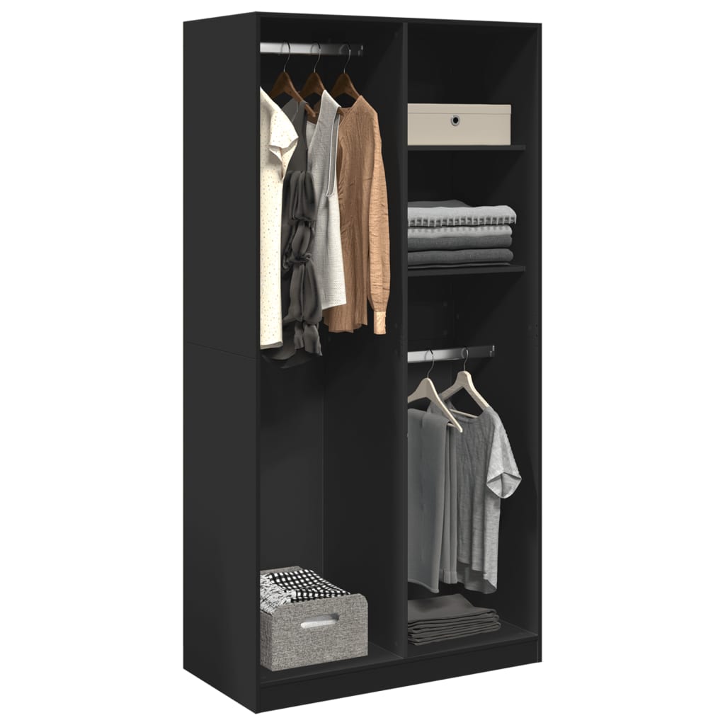 Garderobe Sort 100x50x200 cm Træ Materiale