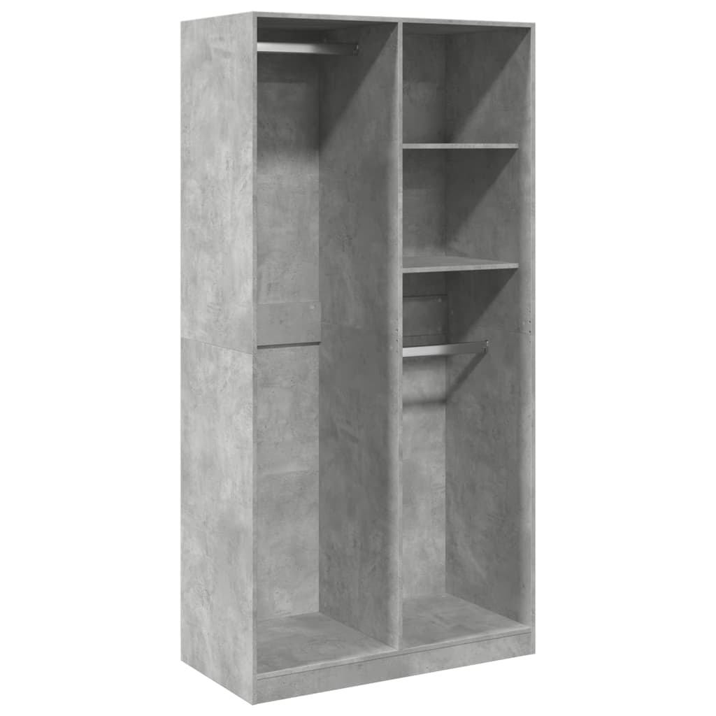Garderobe Beton Grå 100x50x200 cm Træ Materiale