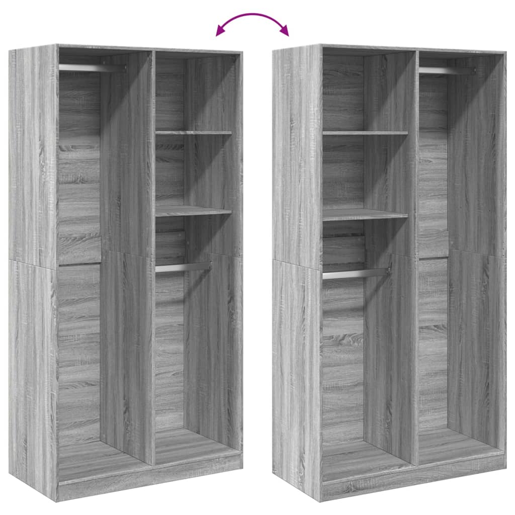 Garderobe Grå Sonoma 100x50x200 cm Træmateriale