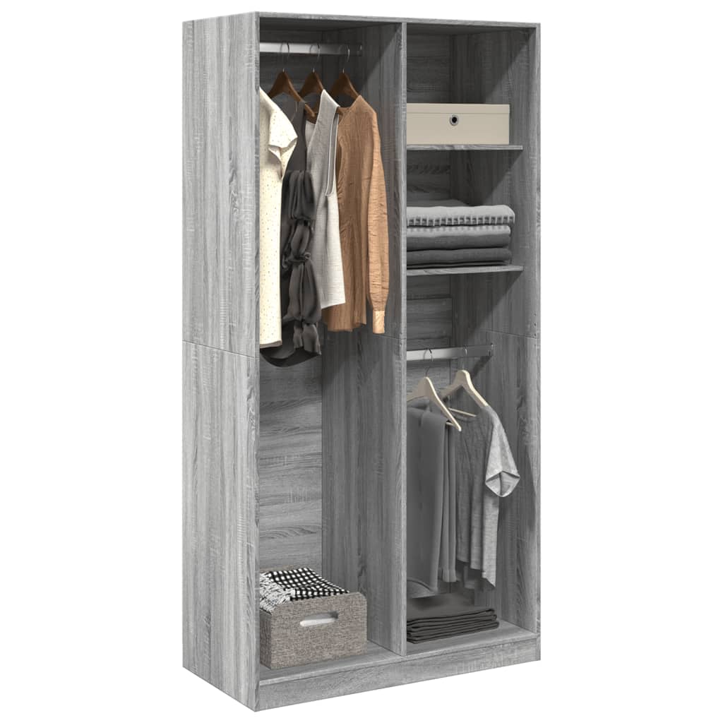 Garderobe Grå Sonoma 100x50x200 cm Træmateriale