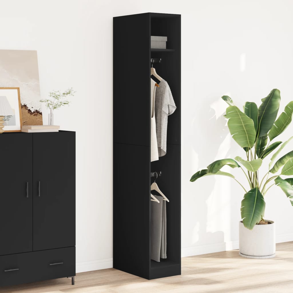 Garderobe Sort 30x50x200 cm Træ Materiale
