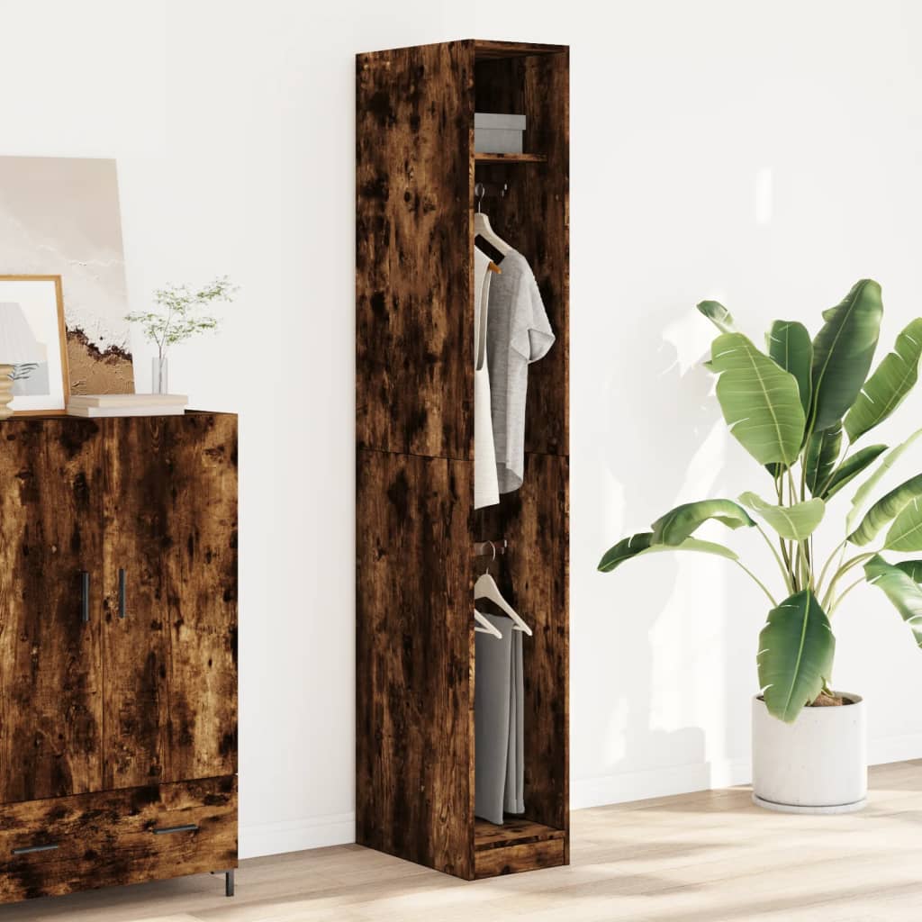 Garderobe røget eg 30x50x200 cm træmateriale