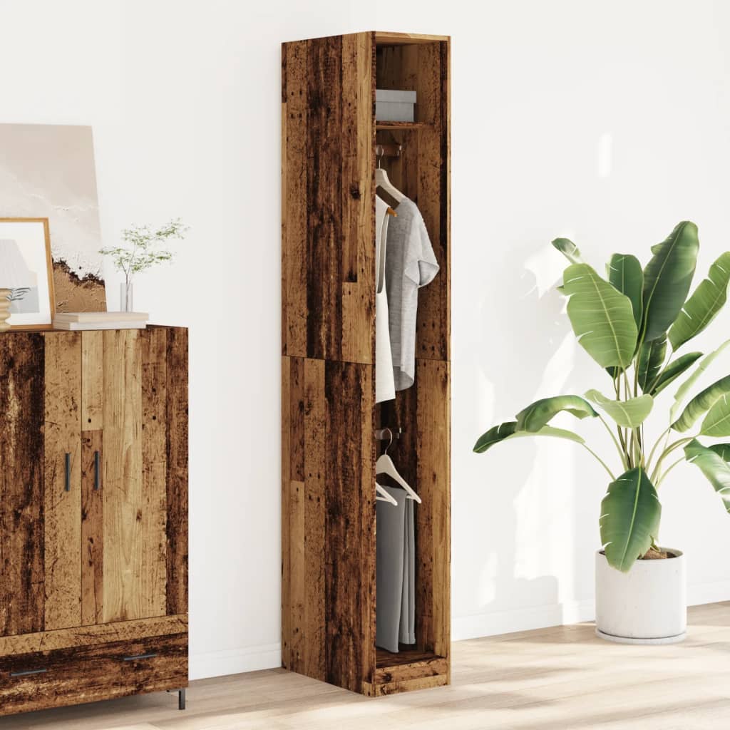 Garderobe gammelt træ look 30x50x200 cm træmateriale