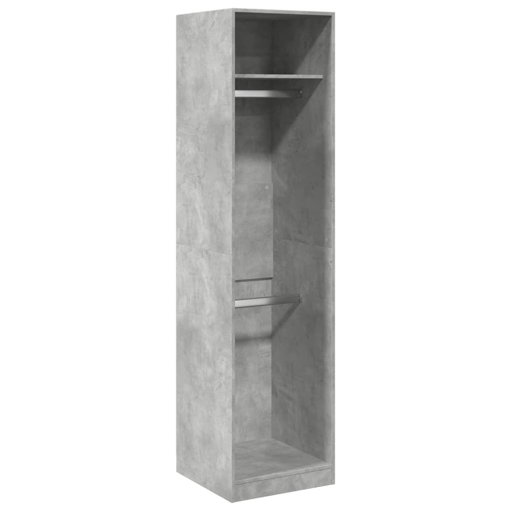 Garderobe Beton Grå 50x50x200 cm Træ Materiale