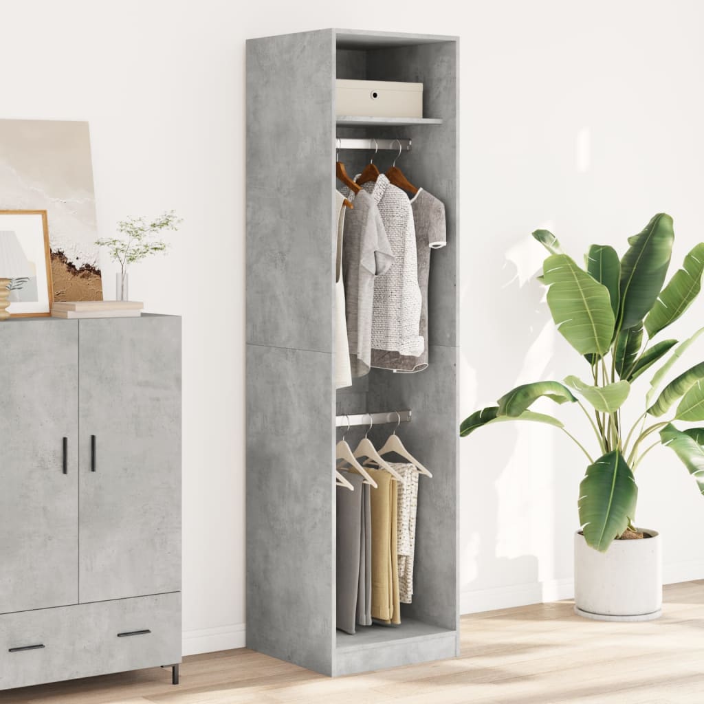 Garderobe Beton Grå 50x50x200 cm Træ Materiale