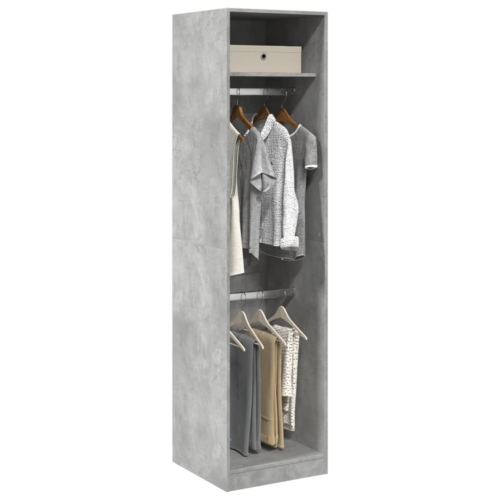 Garderobe Beton Grå 50x50x200 cm Træ Materiale