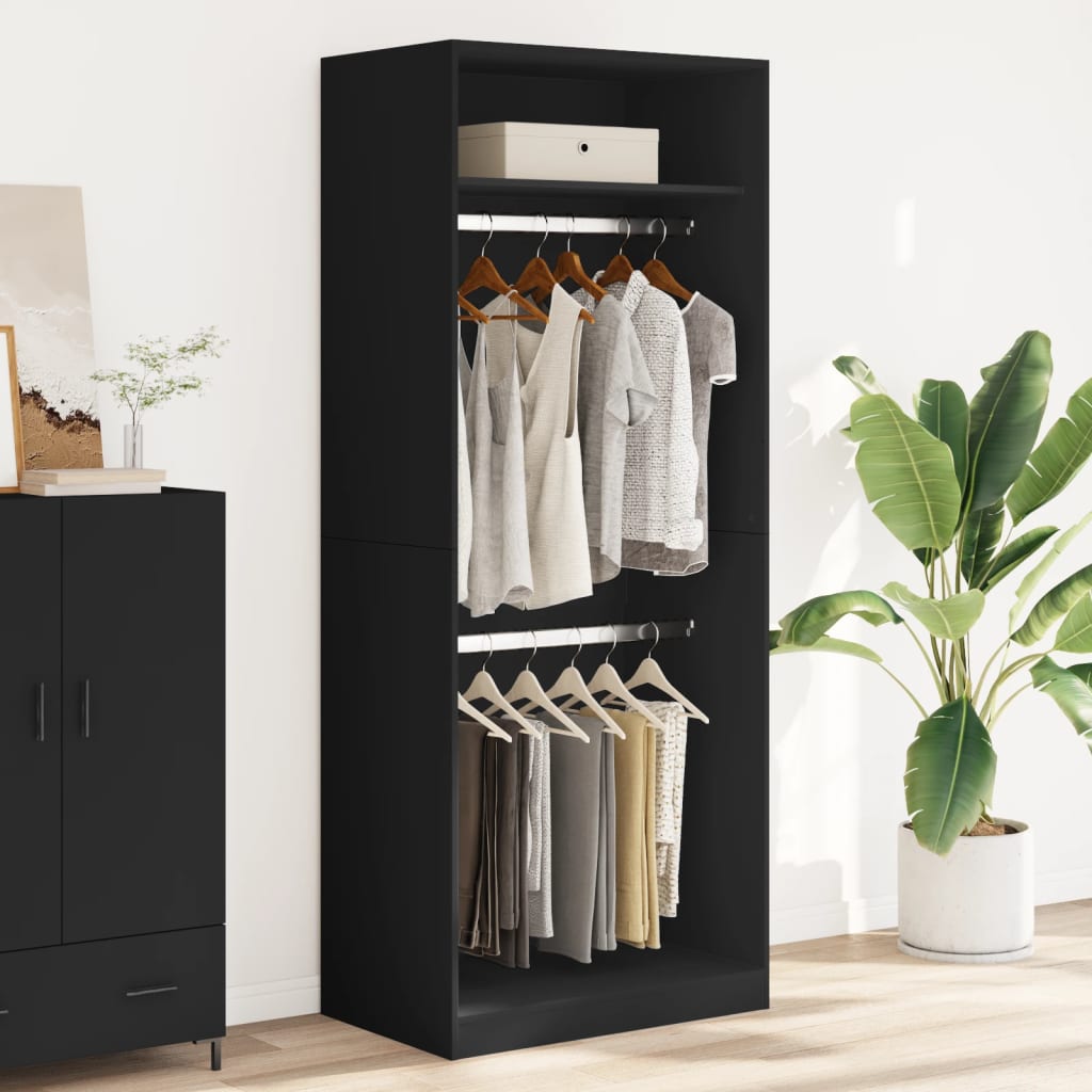 Garderobe Sort 80x50x200 cm Træ Materiale