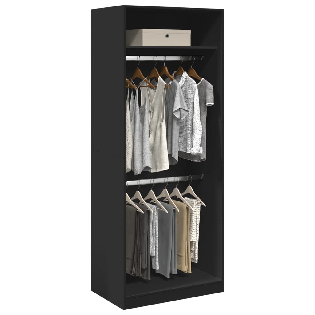 Garderobe Sort 80x50x200 cm Træ Materiale