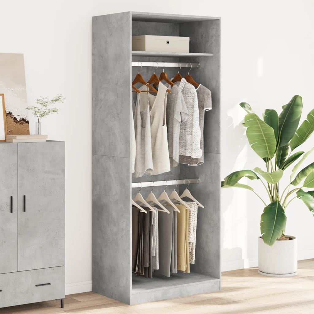 Garderobe Beton Grå 80x50x200 cm Træmateriale