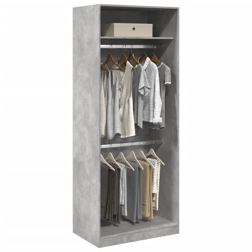 Garderobe Beton Grå 80x50x200 cm Træmateriale