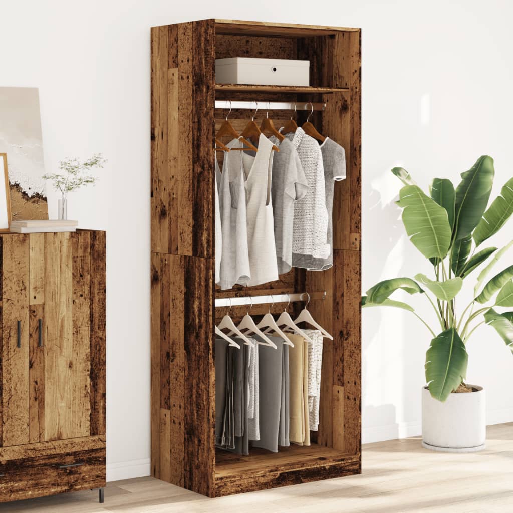 Garderobe gammelt træ look 80x50x200 cm træmateriale