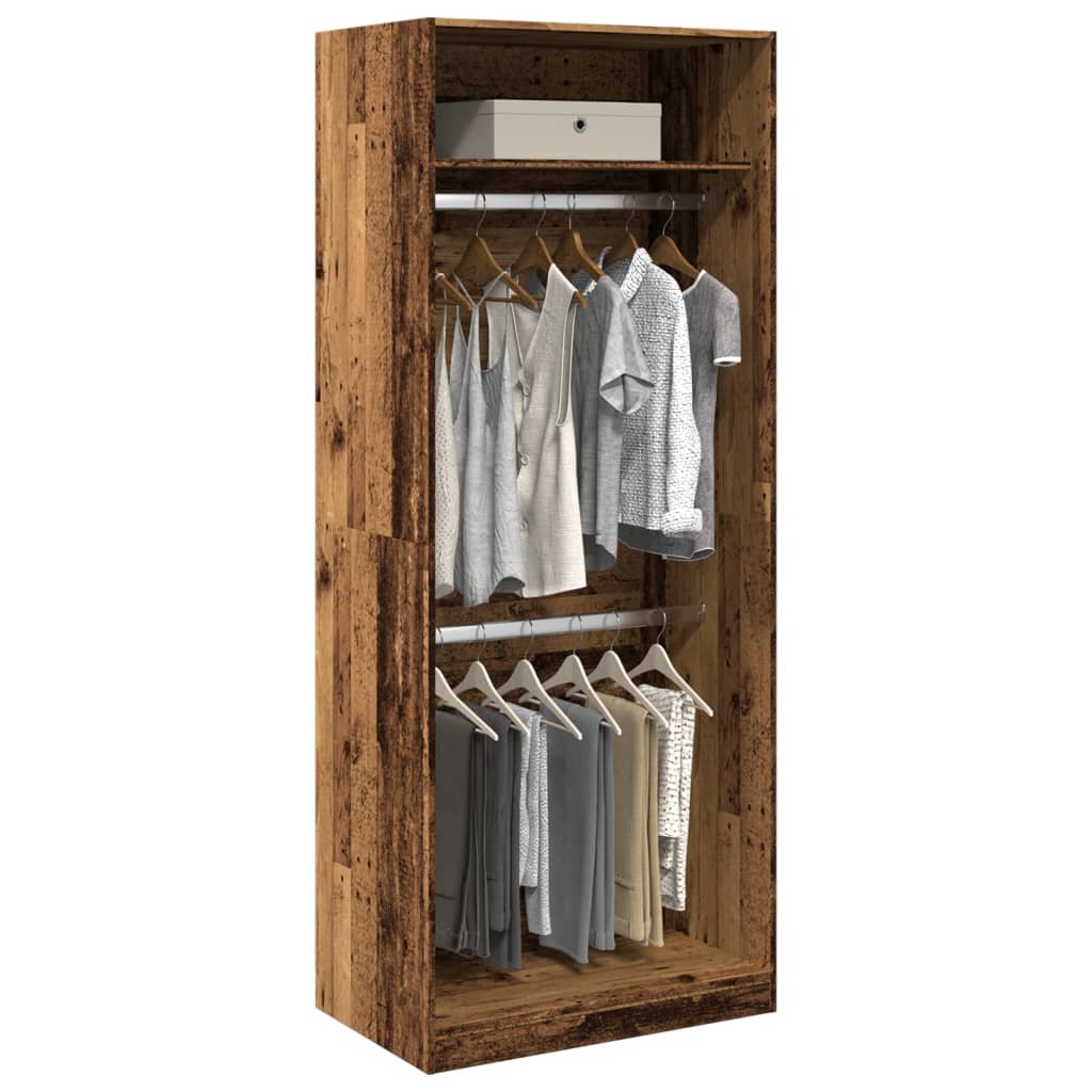 Garderobe gammelt træ look 80x50x200 cm træmateriale