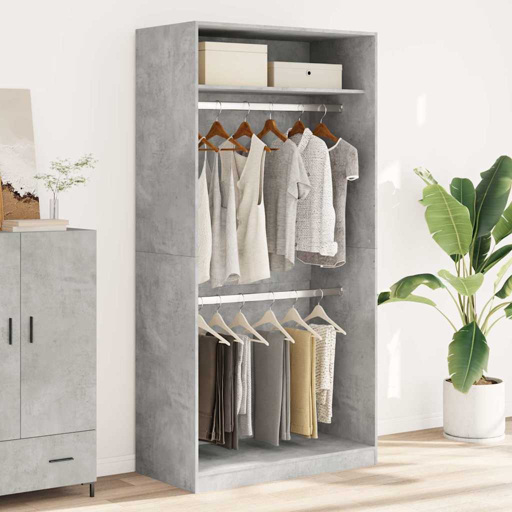 Garderobe Beton Grå 100x50x200 cm Træmateriale