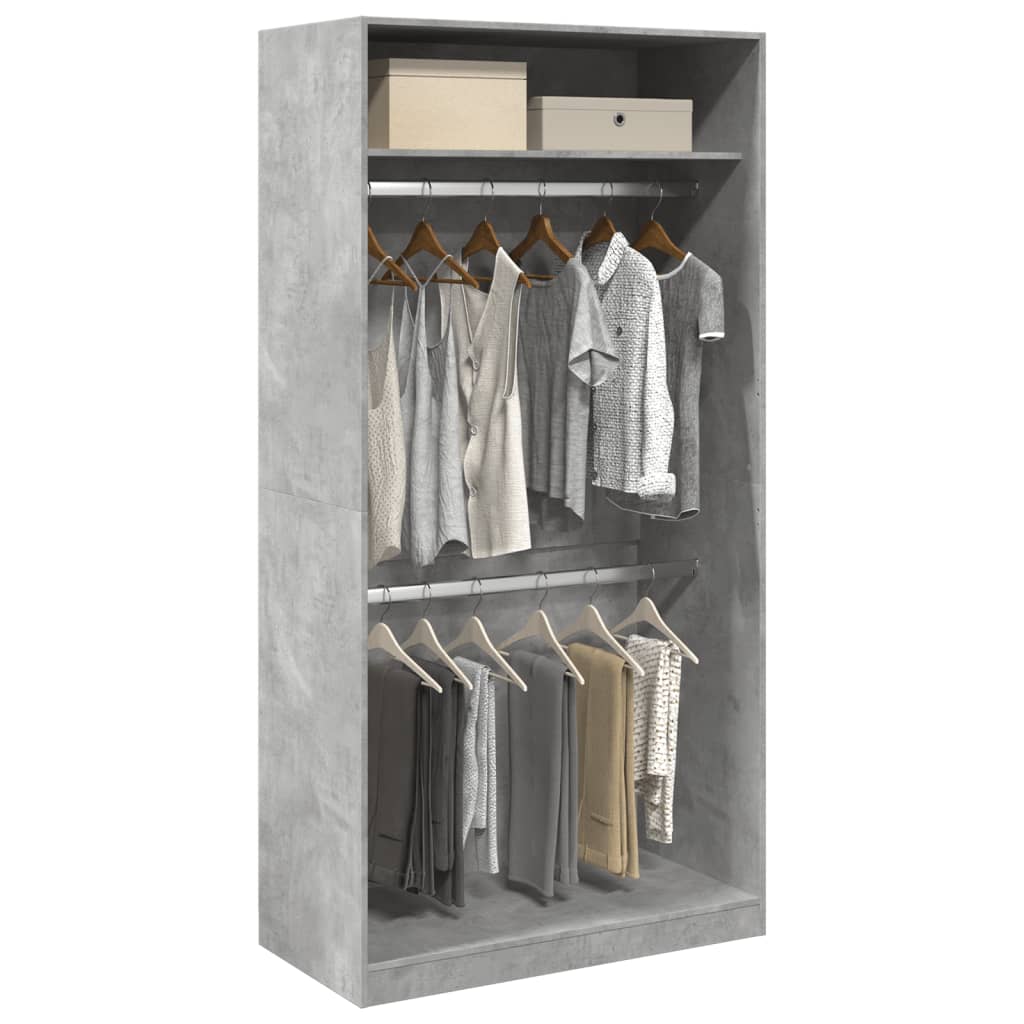 Garderobe Beton Grå 100x50x200 cm Træmateriale
