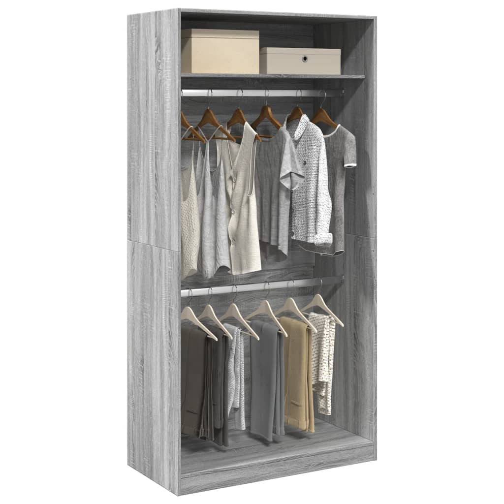 Garderobe Grå Sonoma 100x50x200 cm Træmateriale