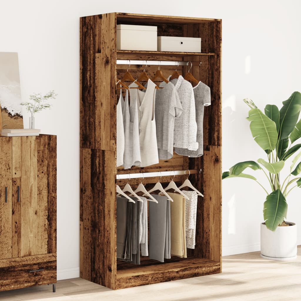 Garderobe gammelt træ look 100x50x200 cm træmateriale