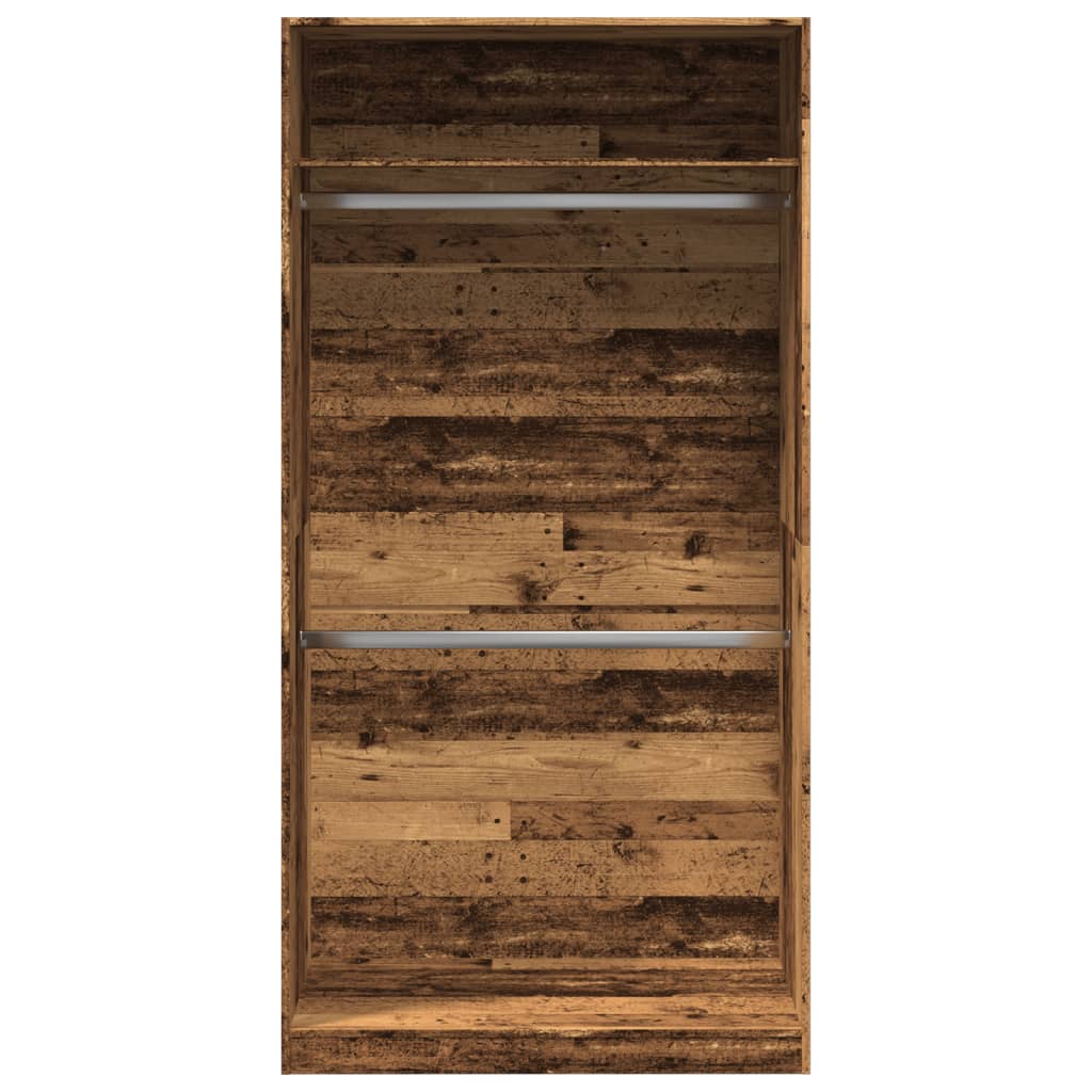 Garderobe gammelt træ look 100x50x200 cm træmateriale