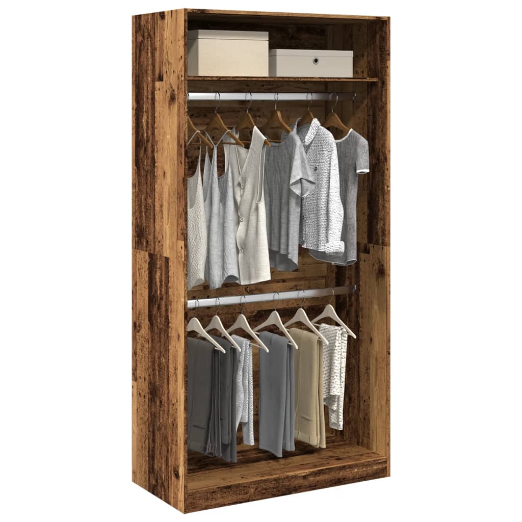 Garderobe gammelt træ look 100x50x200 cm træmateriale