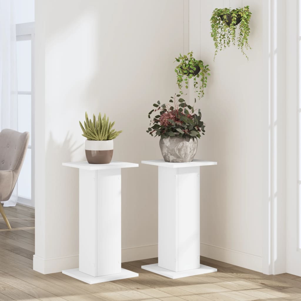 Plantestand 2 stk Hvid 30x30x60 cm Træmateriale