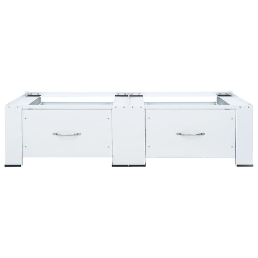 Doppelter Waschmaschinenunterschrank mit Schubladen Weiß