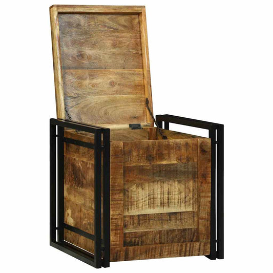 Aufbewahrungsbox mit Speicher 50 x 50 x 50 cm Raues Mangoholz