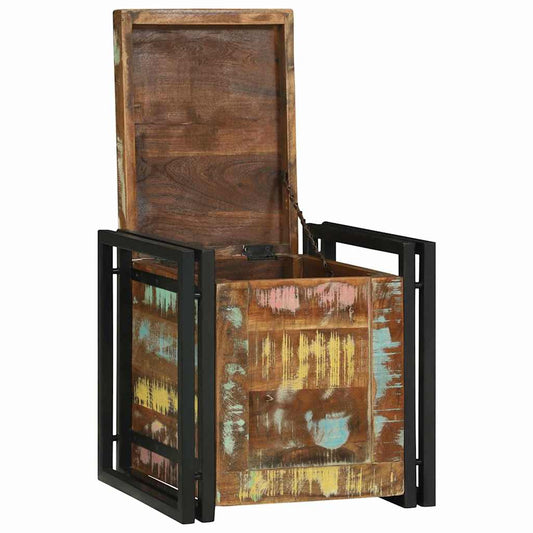 Aufbewahrungsbox mit Speicher 40 x 40 x 40 cm Massivholz Akazie