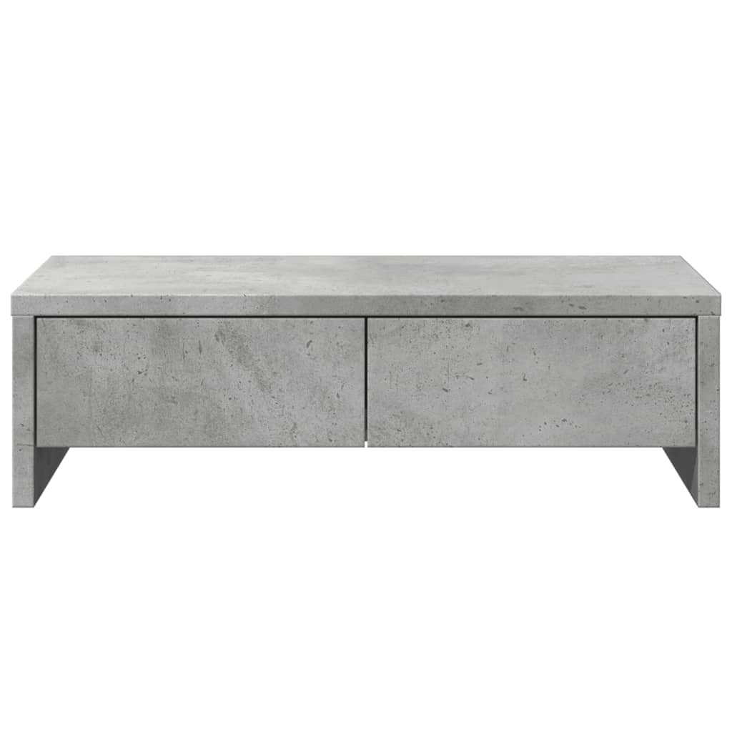 Monitorstativ med skuffer Betongrå 50x27x15 cm