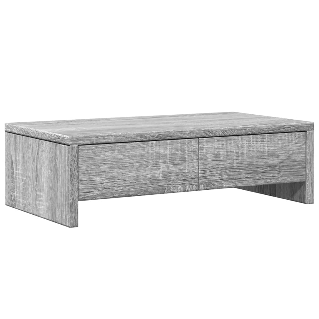 Monitorstativ med skuffer Grå Sonoma 50x27x15 cm