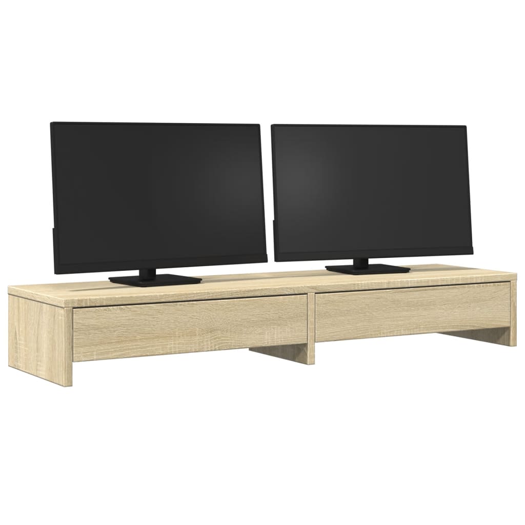 Monitorstativ med skuffer Sonoma eg 100x27x15 cm