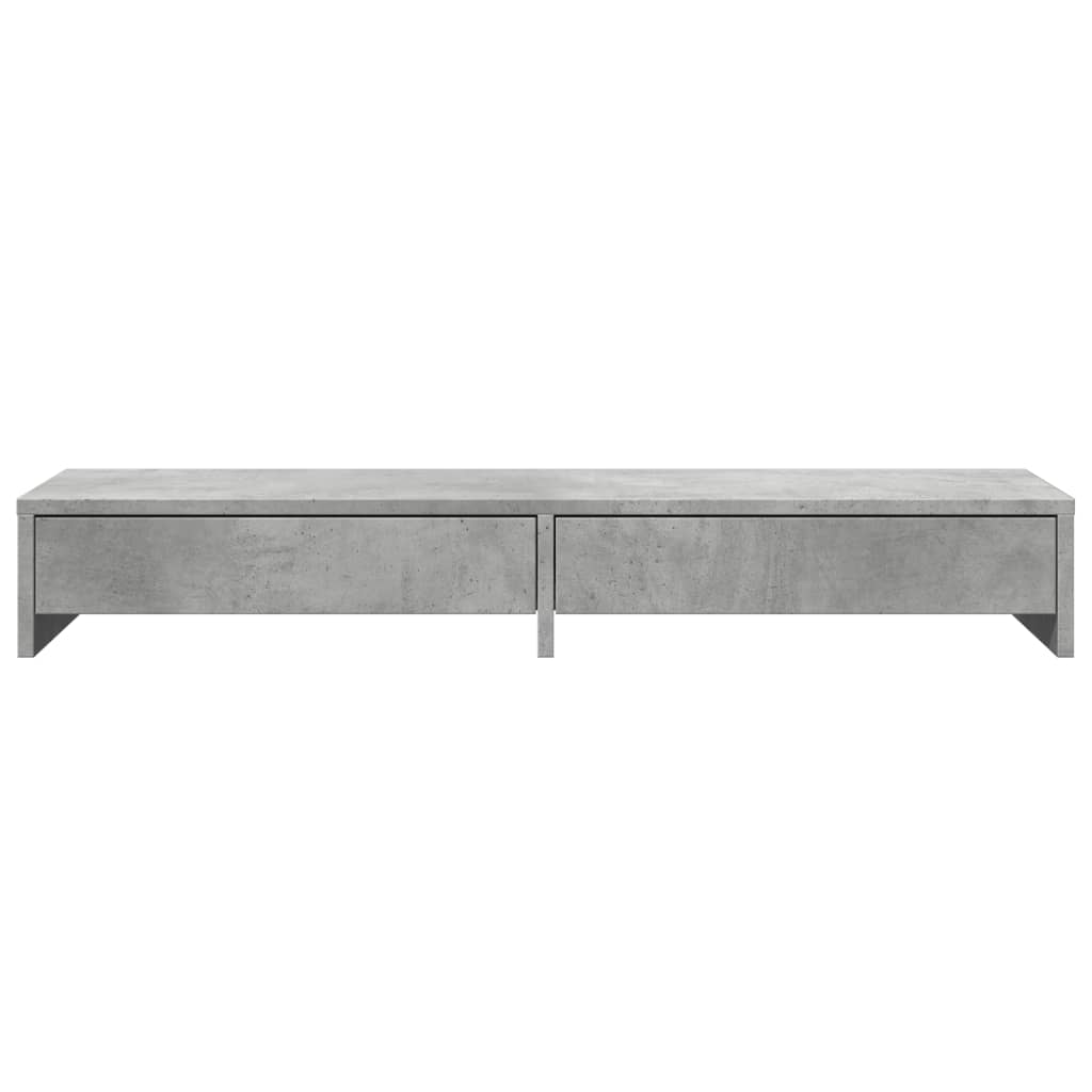Monitorstativ med skuffer Betongrå 100x27x15 cm