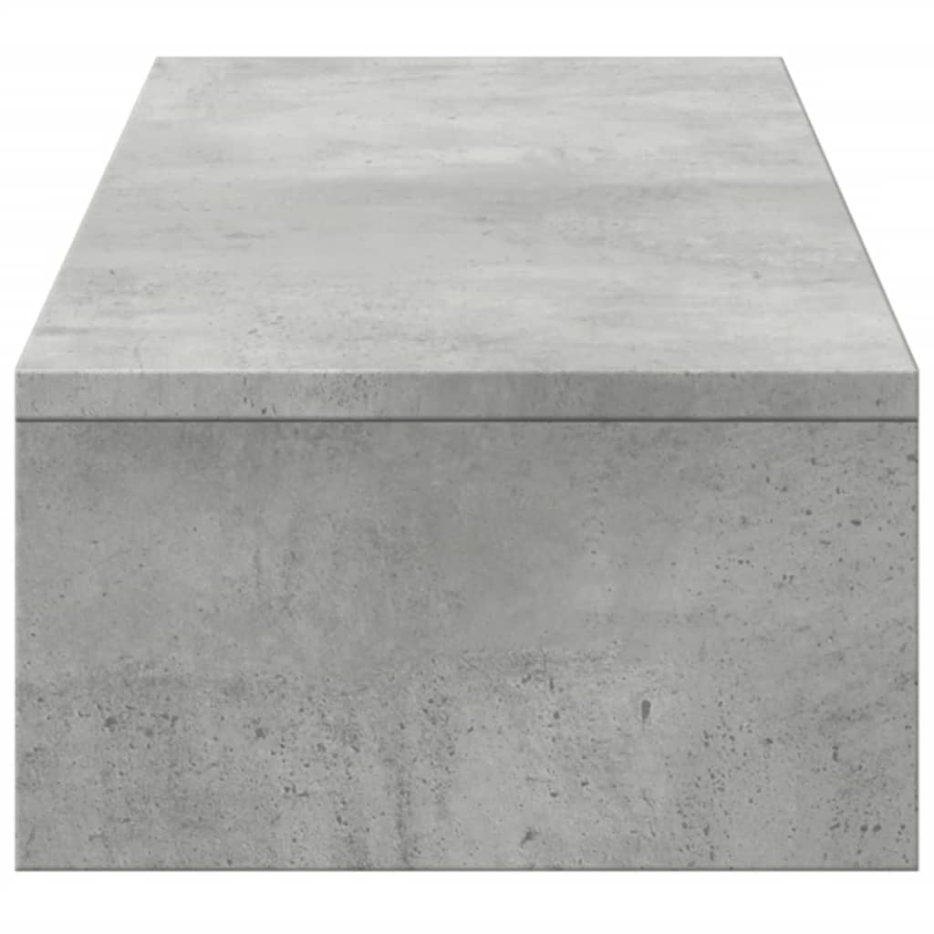 Monitorstativ med skuffer Betongrå 100x27x15 cm