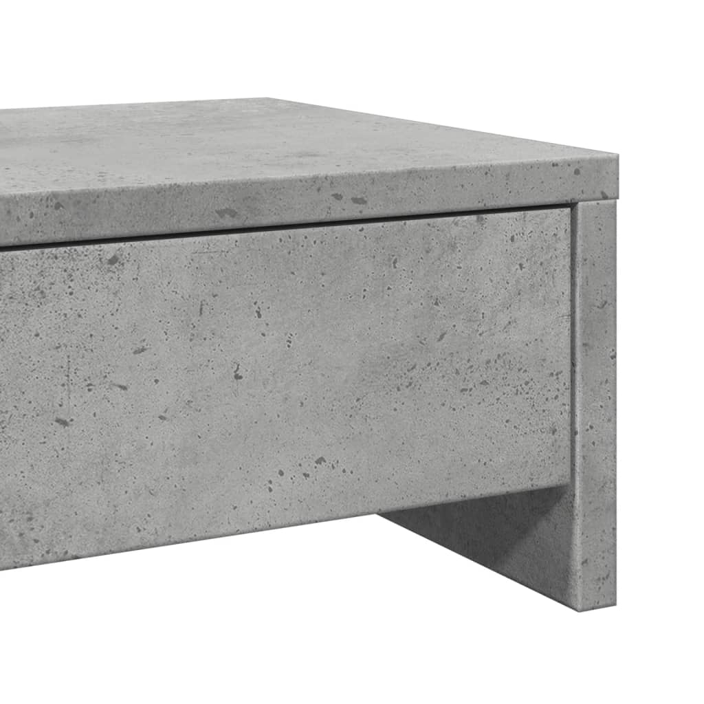 Monitorstativ med skuffer Betongrå 100x27x15 cm