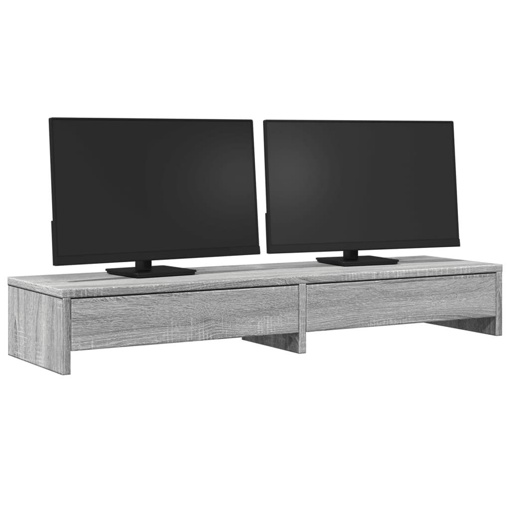 Monitorstativ med skuffer Grå Sonoma 100x27x15 cm