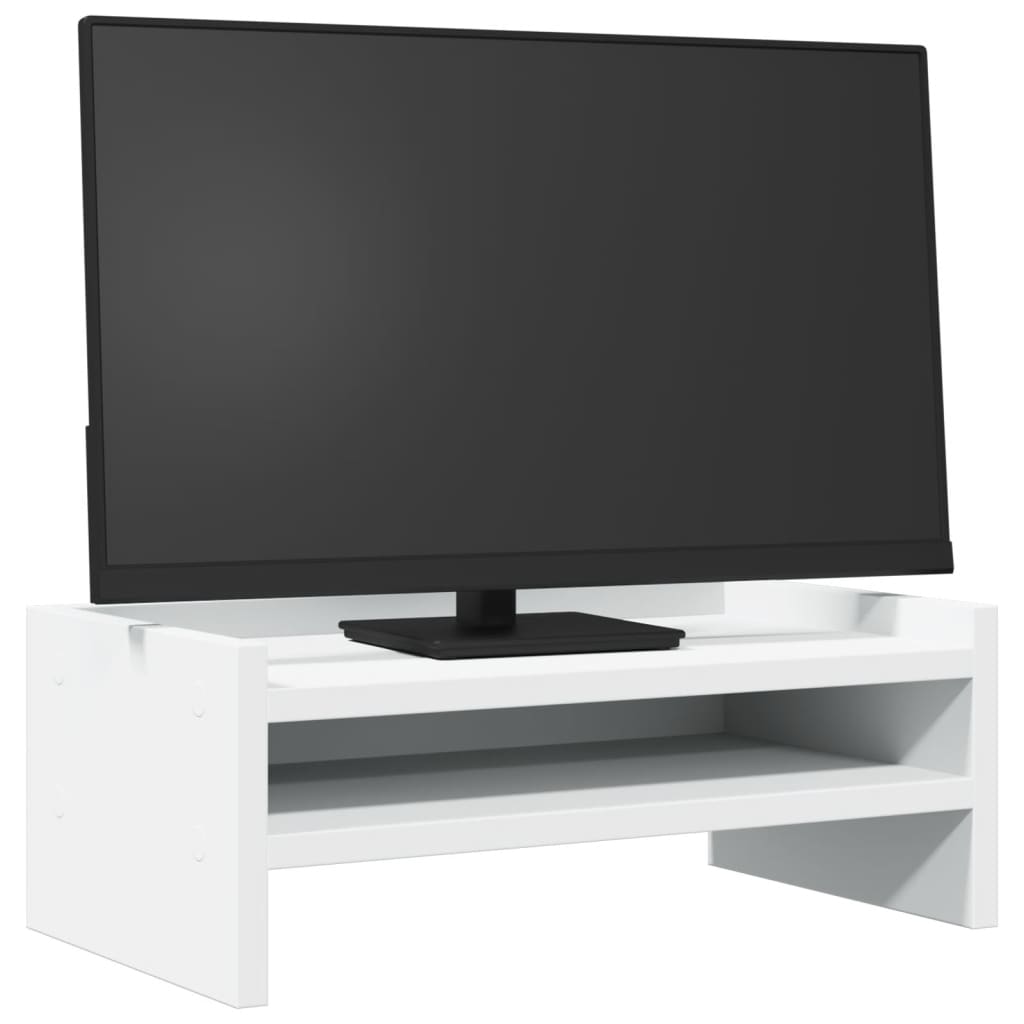 Monitorstativ Hvid 42x24x16 cm Træmateriale