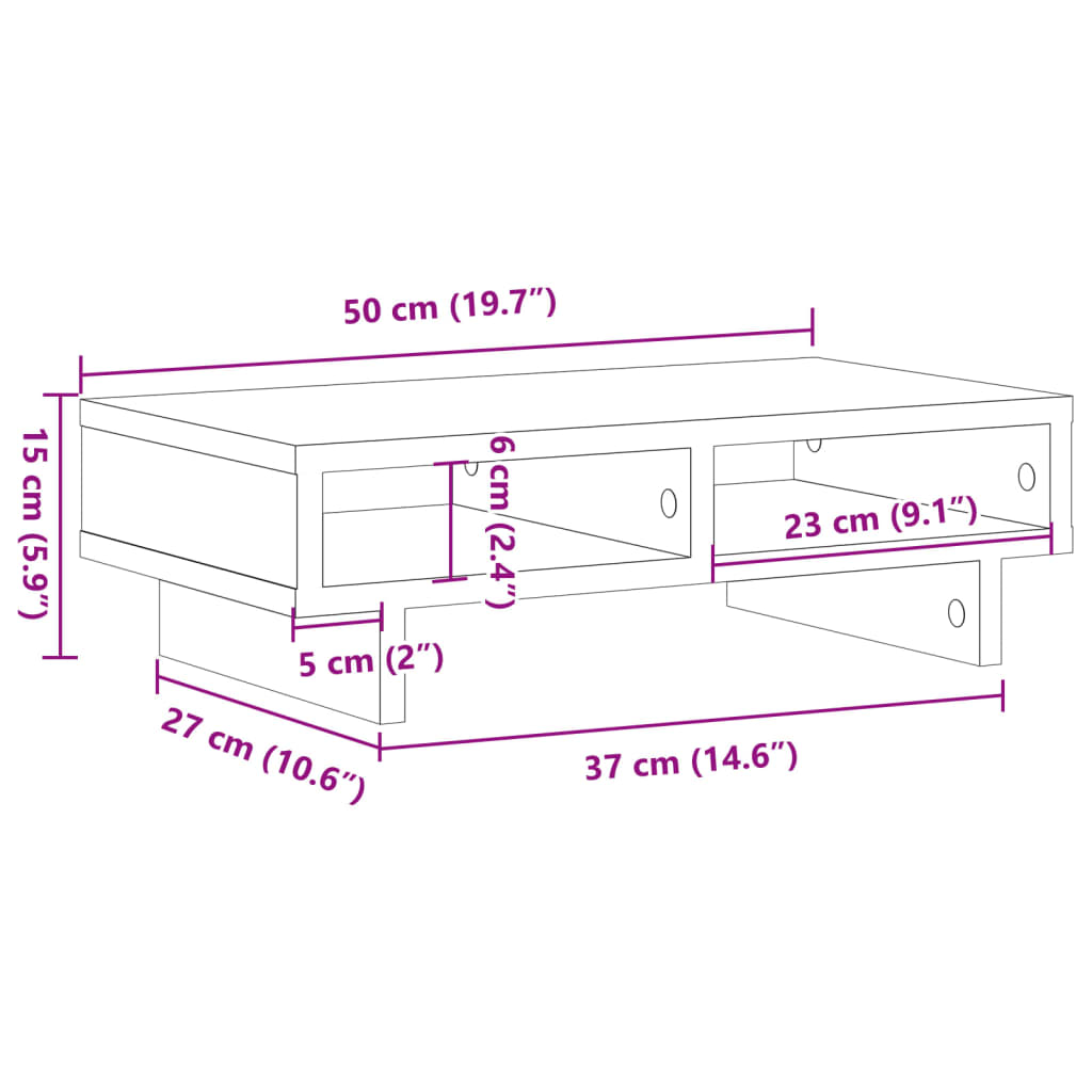 Monitorstativ Hvid 50x27x15 cm Træmateriale
