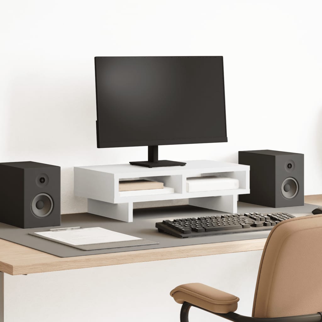 Monitorstativ Hvid 50x27x15 cm Træmateriale