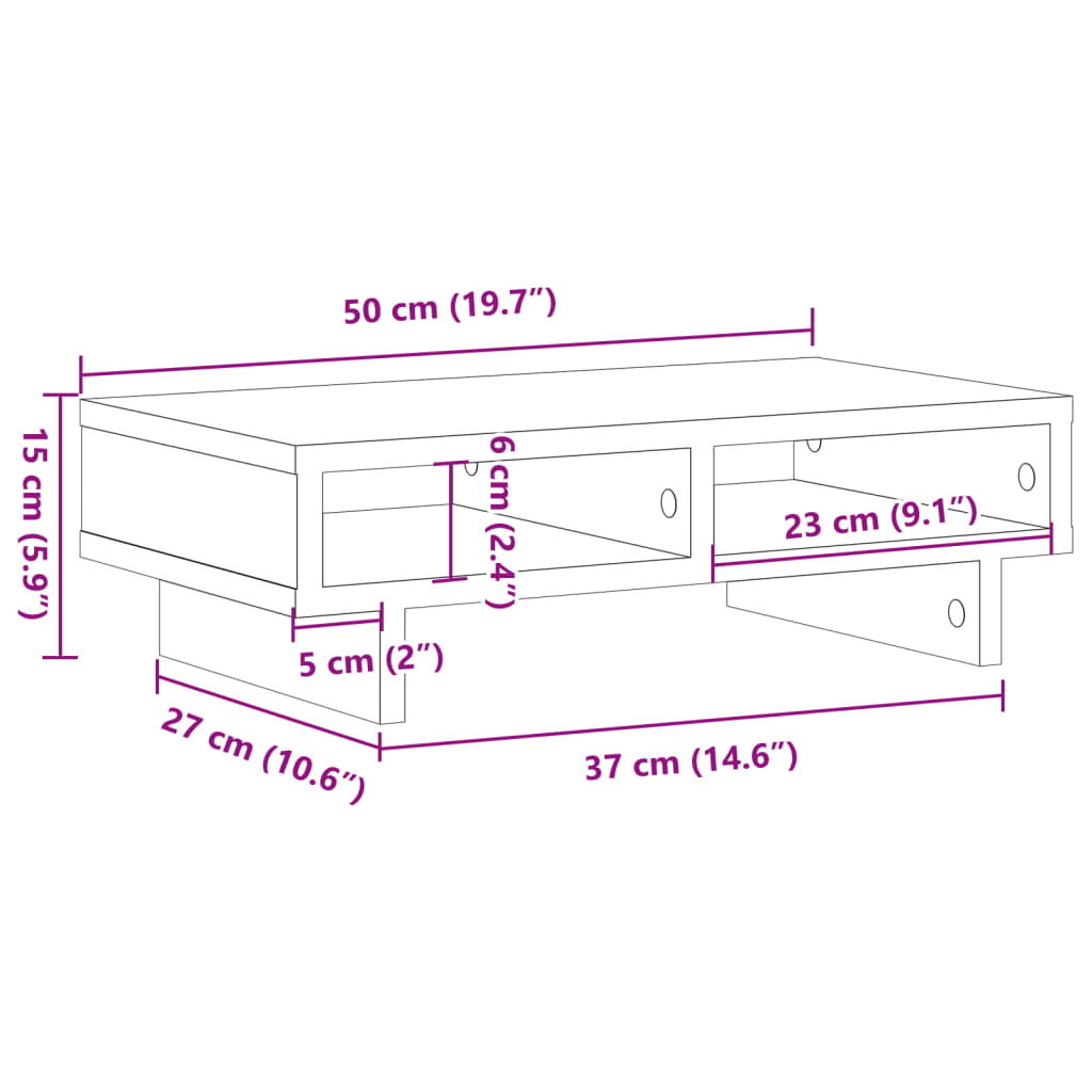 Monitorstativ Brun Eg Look 50x27x15 cm Træmateriale