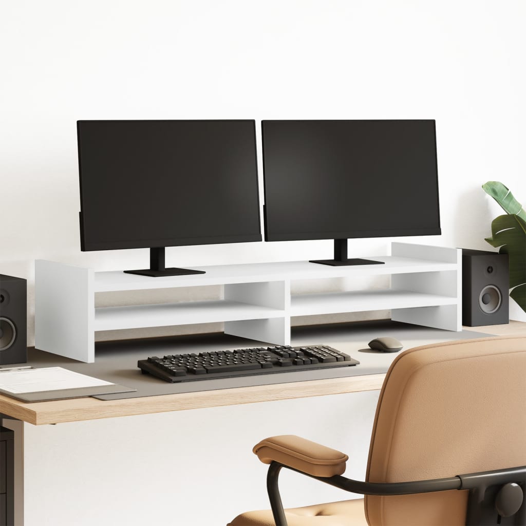 Monitorstativ Hvid 100x27x20 cm Træmateriale